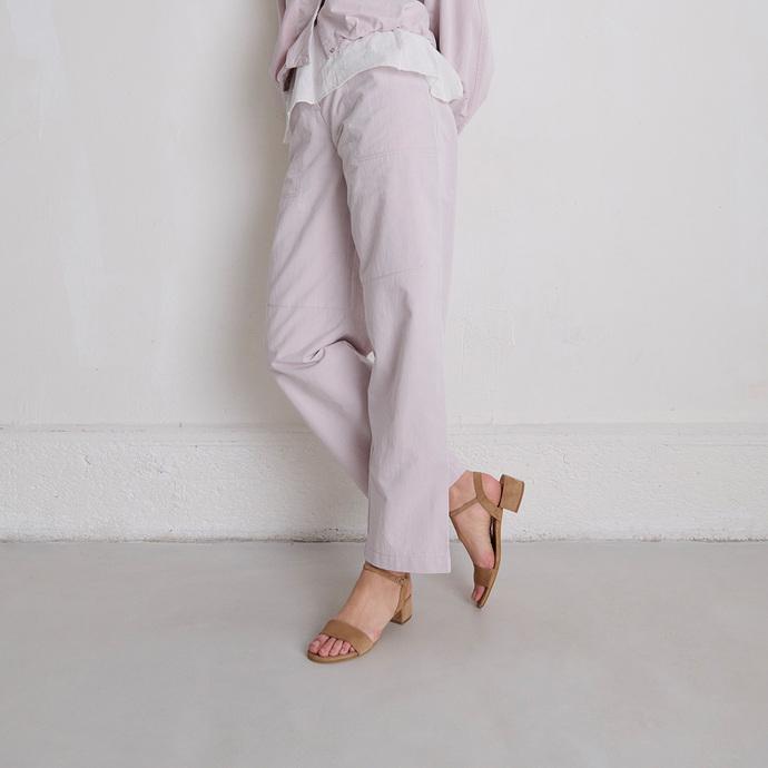 jonak Square-heeled sandals in camel velvet VIA