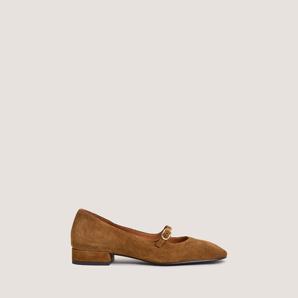 jonak Square Toed Mary Jane in cognac suede DIV