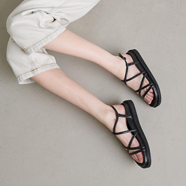 Jonak Strappy Sandals In Black Leather WET