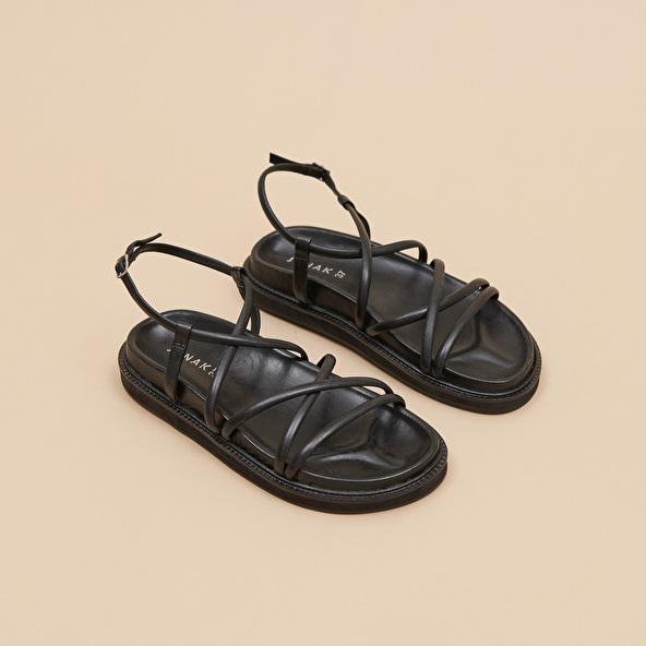 jonak Strappy sandals in black leather WET