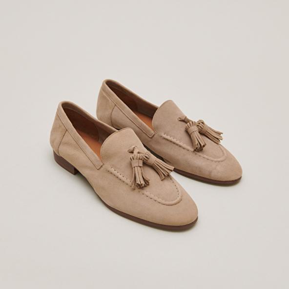 Jonak Tassel Loafers In Camel Velvet DEREK