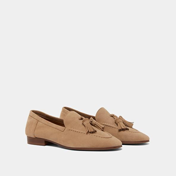 Jonak Tassel Loafers In Camel Velvet DEREK