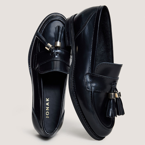Jonak Tassel Loafers In Shiny Black Leather NELLOU
