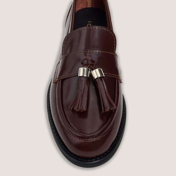 Jonak Tassel Loafers In Shiny Brown Leather NELLOU