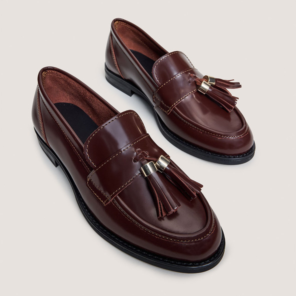 Jonak Tassel Loafers In Shiny Brown Leather NELLOU