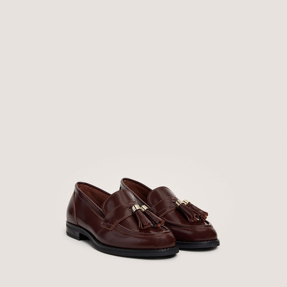 jonak Tassel Loafers in shiny brown leather NELLOU