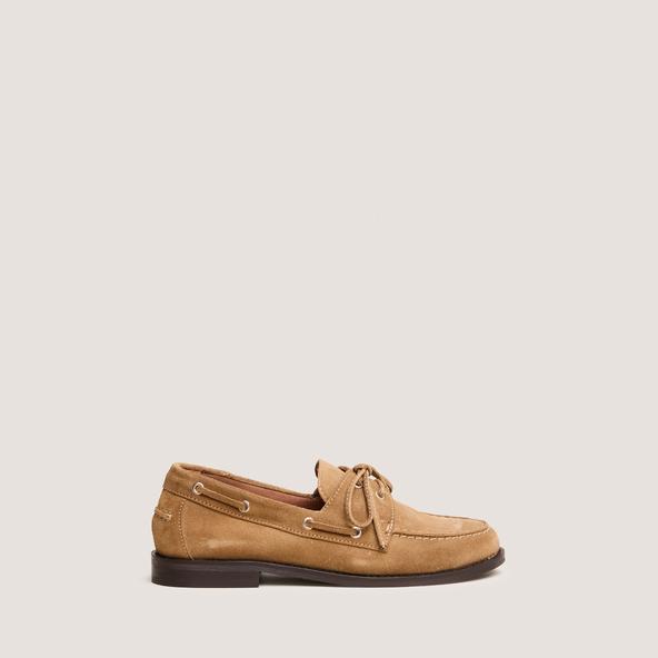 Jonak Thick Lace-up Loafers In Beige Suede OLGA