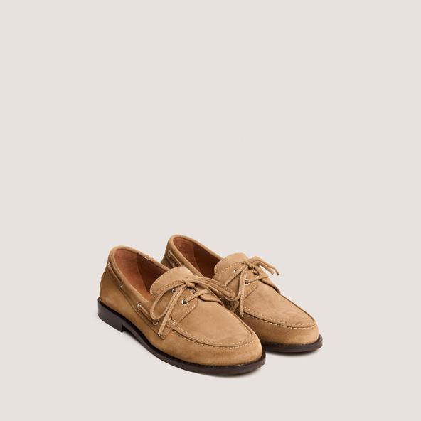 Jonak Thick Lace-up Loafers In Beige Suede OLGA