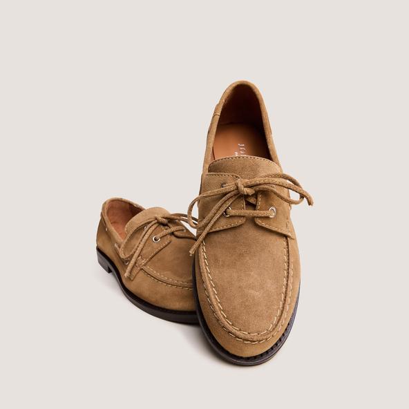 jonak Thick lace-up loafers in beige suede OLGA