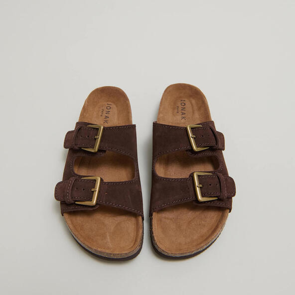 jonak Two strap mules in brown crust MATISSE