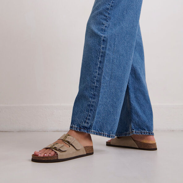 Jonak Two Strap Mules In Taupe Suede MATISSE