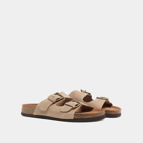 Jonak Two Strap Mules In Taupe Suede MATISSE