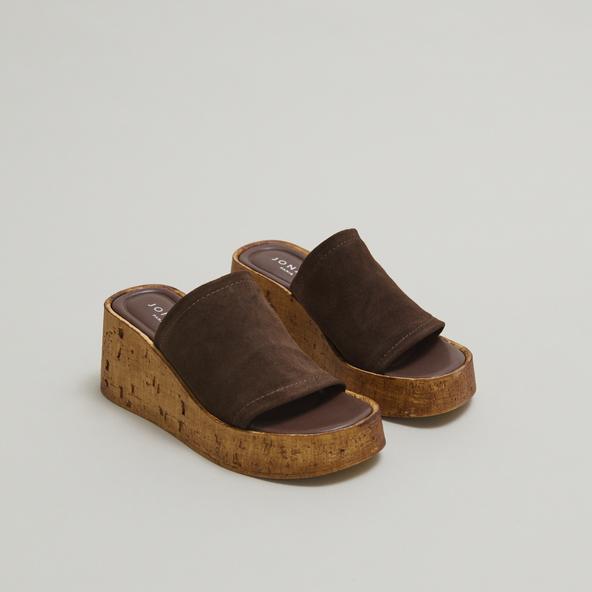 jonak Wedge mules in dark brown suede EVE