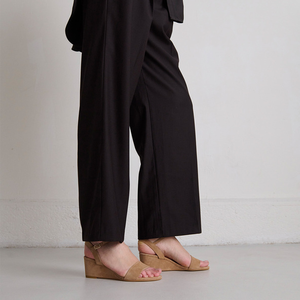 Jonak Wedge Sandals In Camel Velvet AGRUME