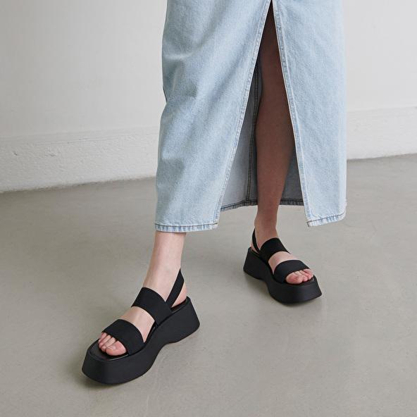 Jonak Wide-strap Sandals In Black Elastic EDITH