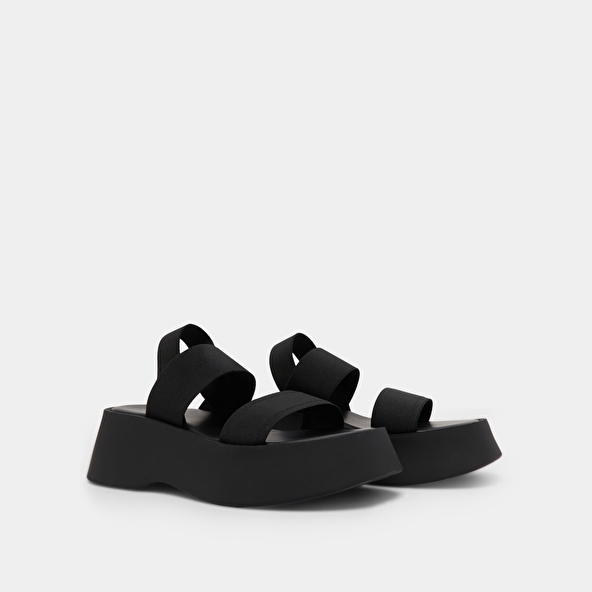 Jonak Wide-strap Sandals In Black Elastic EDITH
