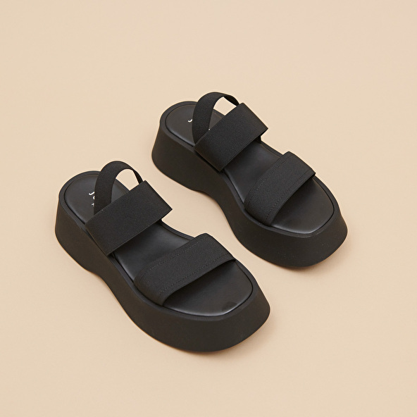 jonak Wide-strap sandals in black elastic EDITH
