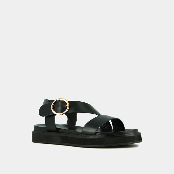 Jonak Wide-strap Sandals In Black Leather WASH