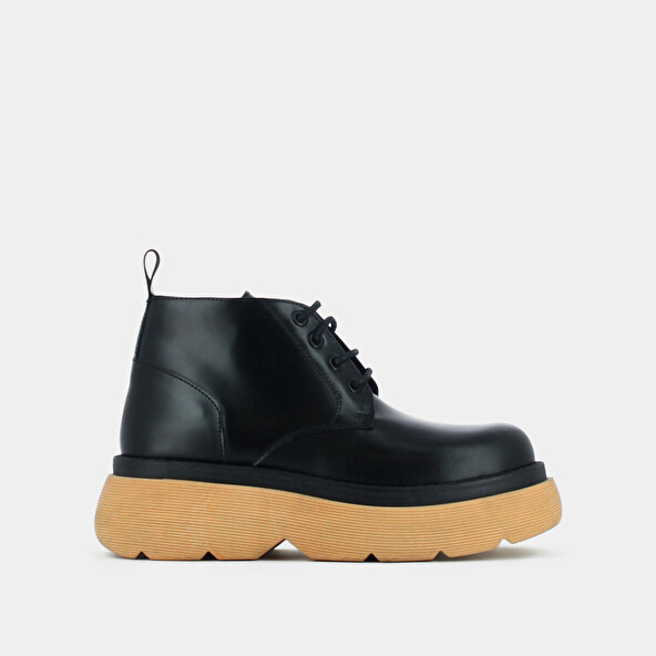Jonak Lace-up And Platform Boots In Black/honey Glazed Leather REMUS