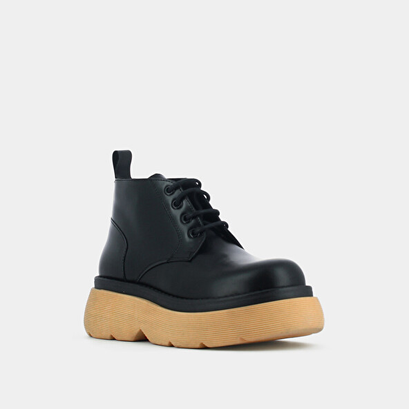 Jonak Lace-up And Platform Boots In Black/honey Glazed Leather REMUS