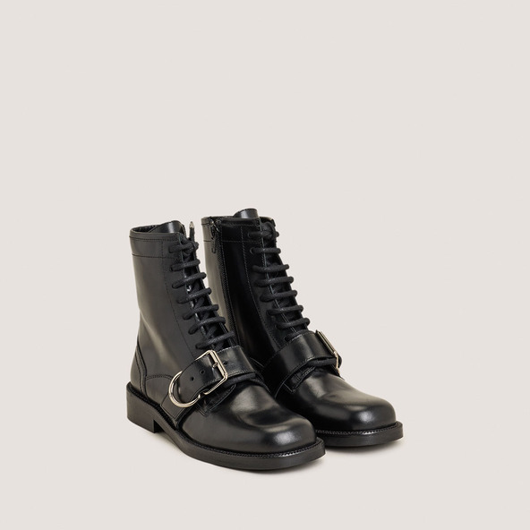 Jonak Lace-up Boots With Buckles In Black Leather DISABELLE