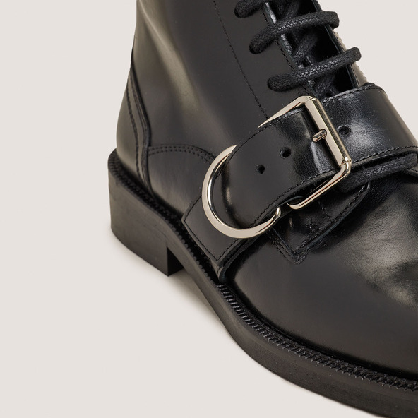 Jonak Lace-up Boots With Buckles In Black Leather DISABELLE