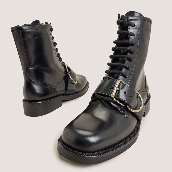 Jonak Lace-up Boots With Buckles In Black Leather DISABELLE
