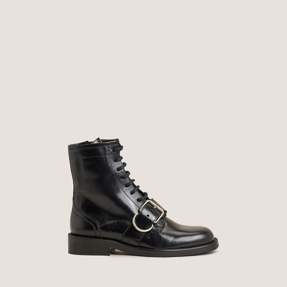 jonak Lace-up boots with buckles in black leather DISABELLE