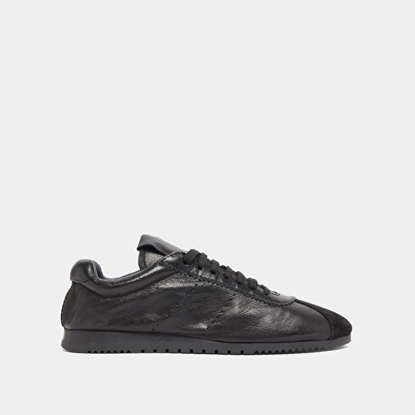 Jonak Lace-up Sneakers In Black Suede And Black Leather DABON