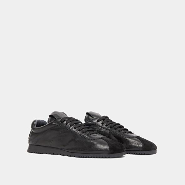 Jonak Lace-up Sneakers In Black Suede And Black Leather DABON