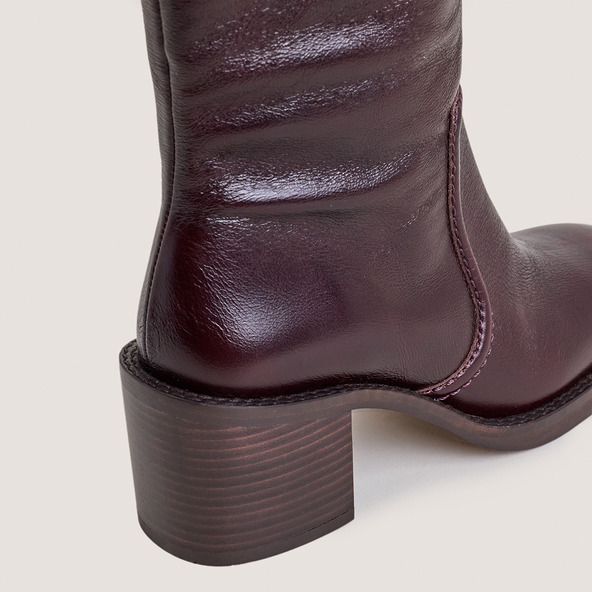 Jonak Laminated Heel Boots In Aged Chocolate Leather BIJOU