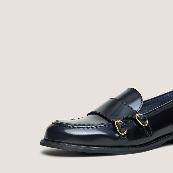 Jonak Loafers With Adjustable Buckles In Black Glazed Leather DRIZZA