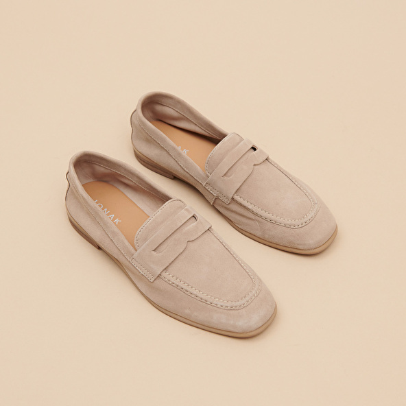 jonak Loafers with flat heels and rounded toes in beige velvet ACA