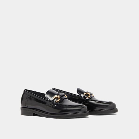 Jonak Loafers With Gold Bits In Black Glazed Leather DROP
