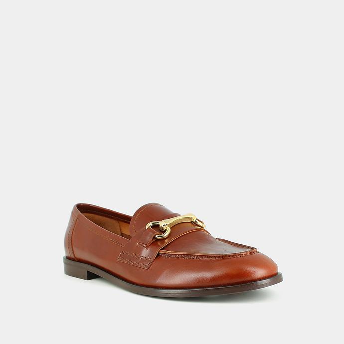 Jonak Loafers With Gold Bits In Cognac Leather DRAGUIGNAN