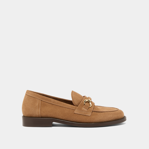 Jonak Loafers With Gold Bits In Dark Beige Suede DROP