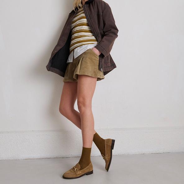 jonak Loafers with gold bits in dark beige suede DROP