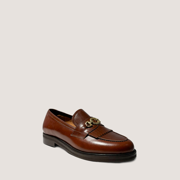 jonak Loafers with gold buckle in cognac leather DELPHES