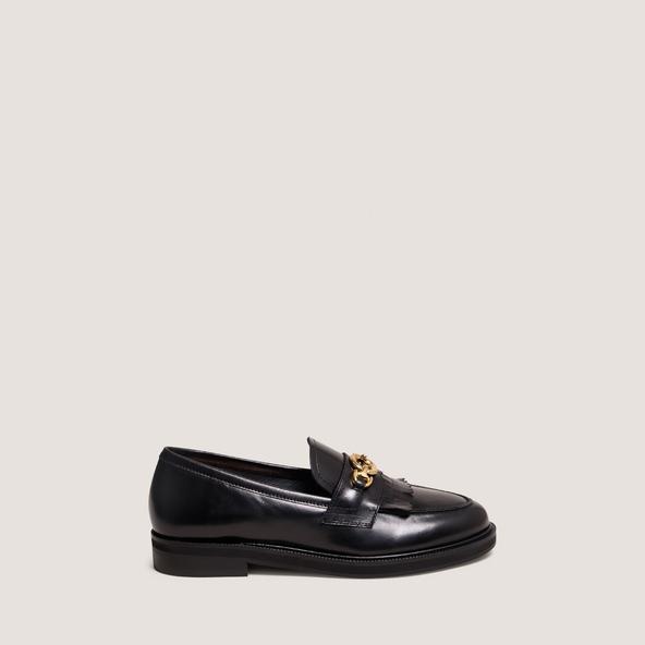 Jonak Loafers With Gold Buckles In Black Leather DELPHES