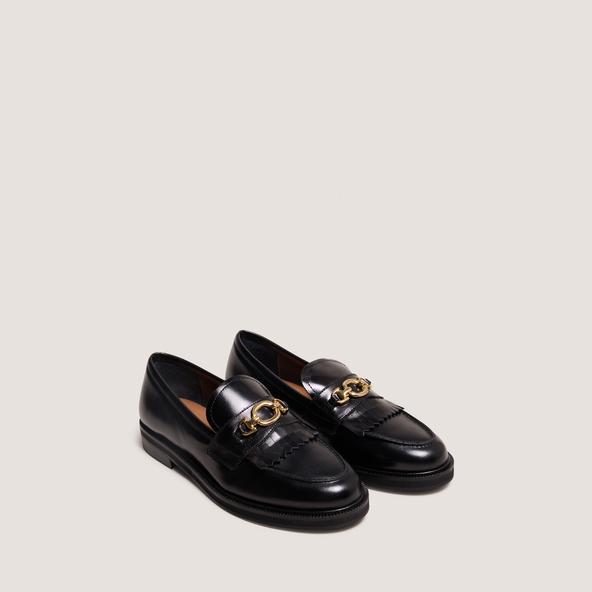 Jonak Loafers With Gold Buckles In Black Leather DELPHES