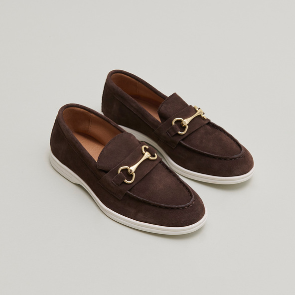 jonak Loafers with golden bits and topstitching in dark brown crust OCTAVE