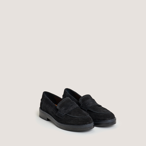 Jonak Loafers With Rounded Toe In Black Suede MIRNA