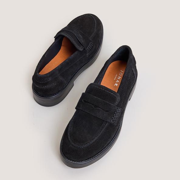 jonak Loafers with rounded toe in black suede MIRNA