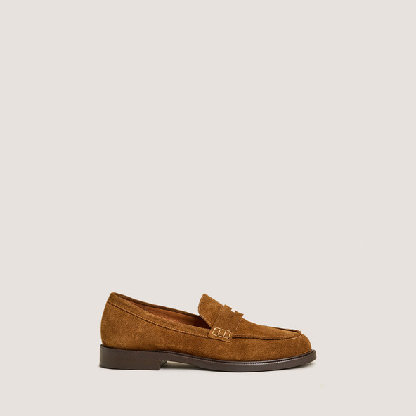Jonak Loafers With Rounded Toe In Cognac Split Leather DRACULA