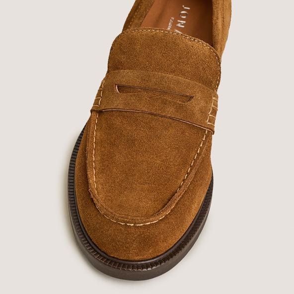 Jonak Loafers With Rounded Toe In Cognac Split Leather DRACULA