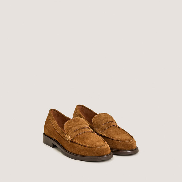 jonak Loafers with Rounded Toe in cognac split leather DRACULA