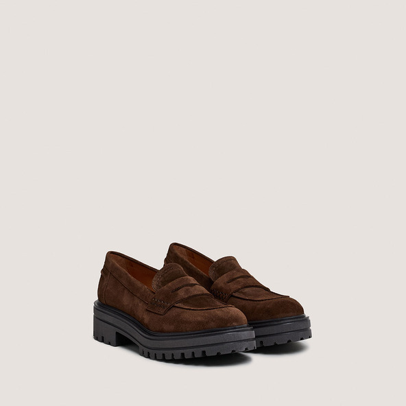 Jonak Loafers With Serrated Sole In Brown Suede ALFI