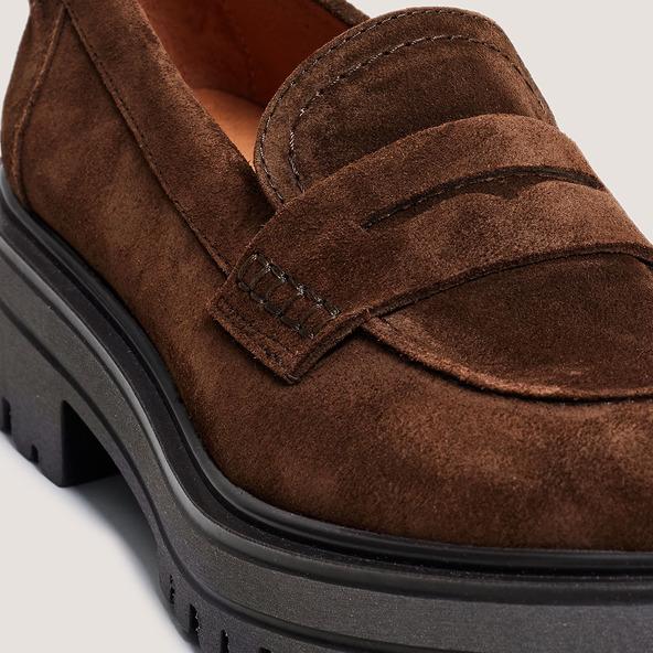 Jonak Loafers With Serrated Sole In Brown Suede ALFI