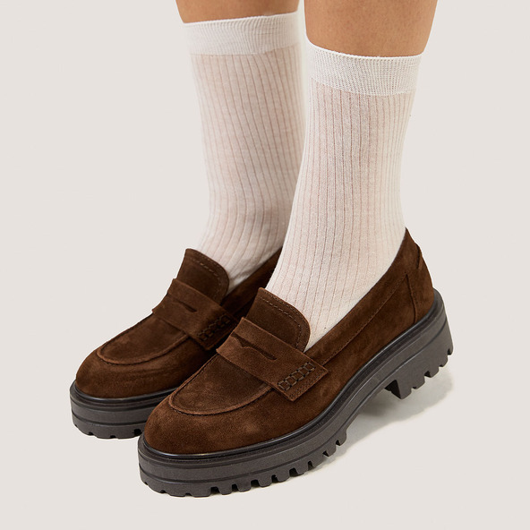 jonak Loafers with Serrated Sole in brown suede ALFI