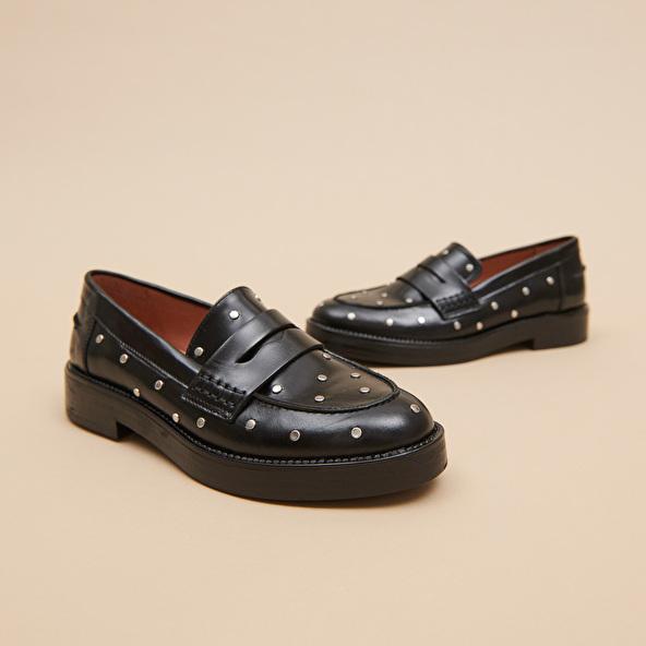 Jonak Loafers With Silver Details In Black Leather MIRNOU